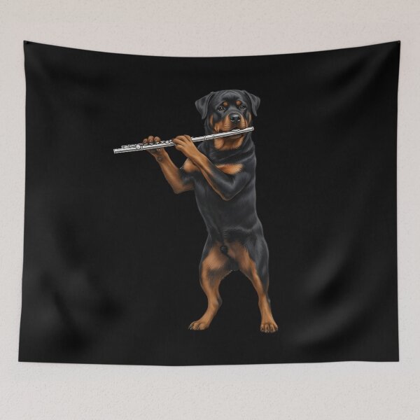 Item preview, Rottweiler Playing Flute Player Flutist Dog Lover designed and sold by TerryConnells.