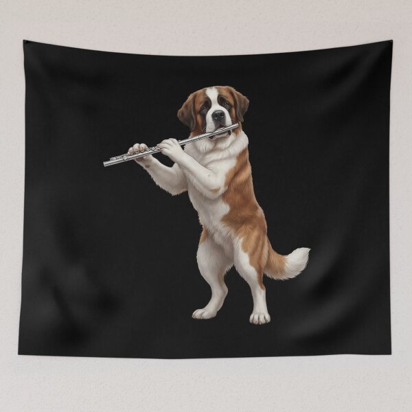 Item preview, Saint Bernard Playing Flute Player Flutist Dog Lover designed and sold by TerryConnells.