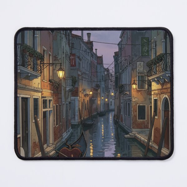 Item preview, Romantic Canal Evening City Illustration designed and sold by demureluxes.