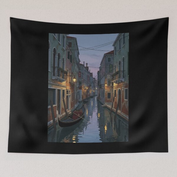 Item preview, Romantic Canal Evening City Illustration designed and sold by demureluxes.