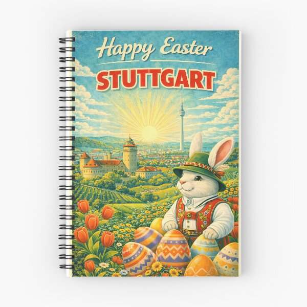 Item preview, Happy Easter Stuttgart – Retro Easter card with TV tower designed and sold by Earth Celebration Designs.