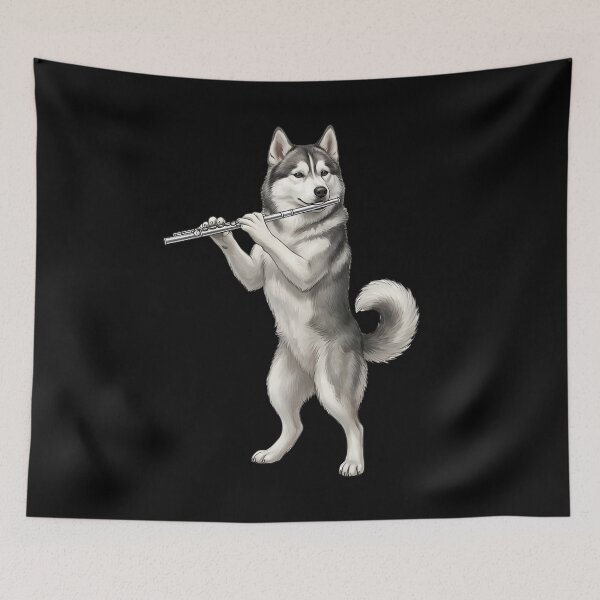 Item preview, Siberian Husky Playing Flute Player Flutist Dog Lover designed and sold by TerryConnells.