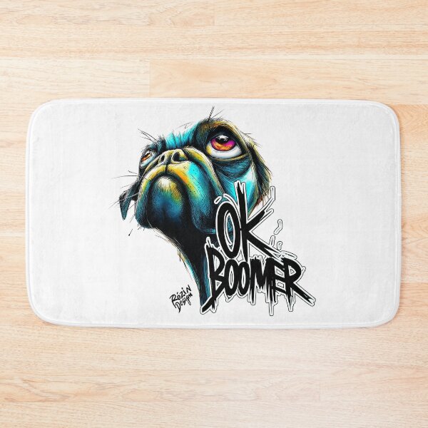 Item preview, OK Boomer Pug – Funny Sarcastic Dog Meme Quote (Colorful Pug Portrait) designed and sold by Rozin-Design.