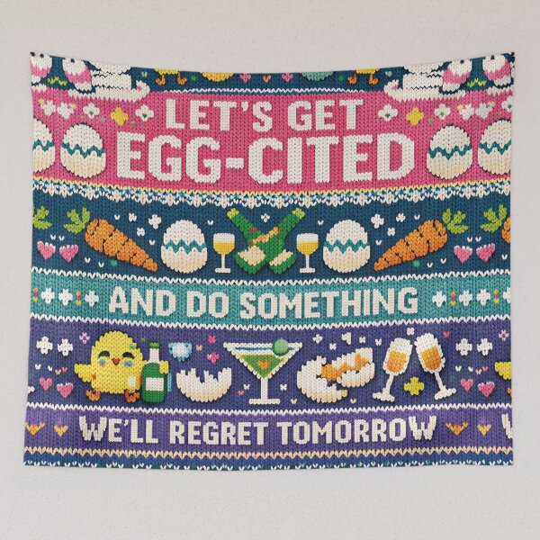 Artikelvorschau, Let's Get Egg-Cited Lustiger Oster Spruch Party entworfen und verkauft von Mauswohn.