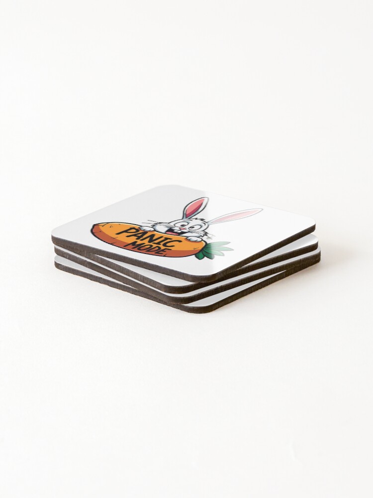 Thumbnail 4 of 5, Coasters (Set of 4), Anxious Rabbit Carrot Sticker designed and sold by BysonDesigns.