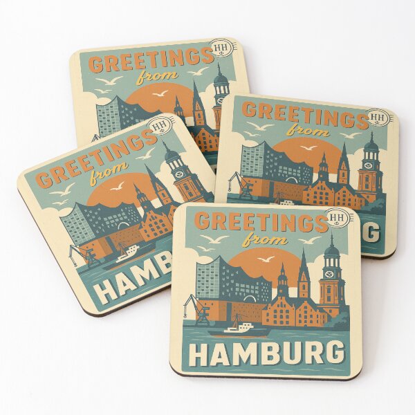Item preview, Greetings from Hamburg – Vintage Germany Skyline Travel Poster Design designed and sold by Globalcitytees.