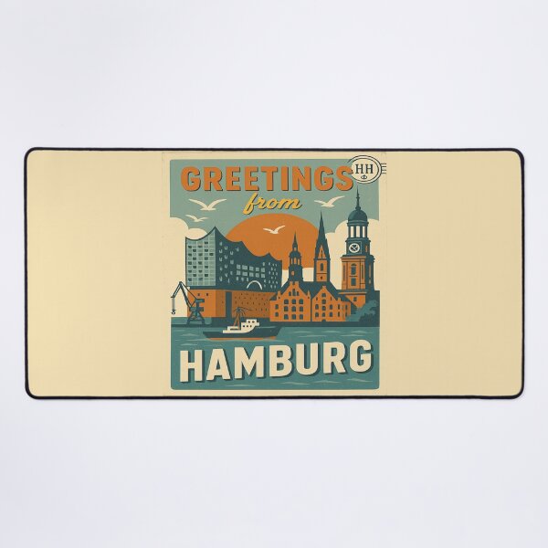 Item preview, Greetings from Hamburg – Vintage Germany Skyline Travel Poster Design designed and sold by Globalcitytees.