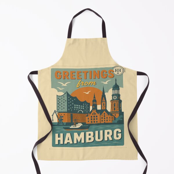 Item preview, Greetings from Hamburg – Vintage Germany Skyline Travel Poster Design designed and sold by Globalcitytees.