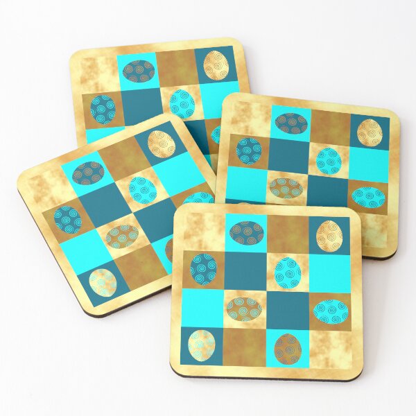 Item preview, Easter eggs patchwork gold and blue designed and sold by CreaTwinkles.