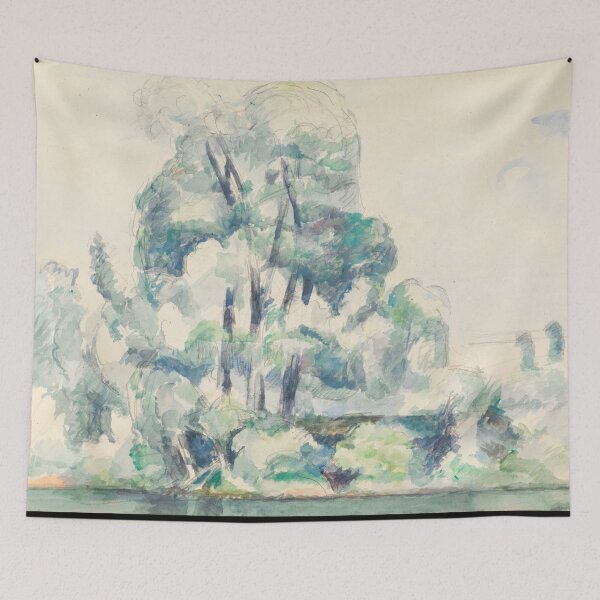 Item preview, Banks of the Seine at Medan by Paul Cézanne: Serene Riverside Landscape designed and sold by artofuniverse.