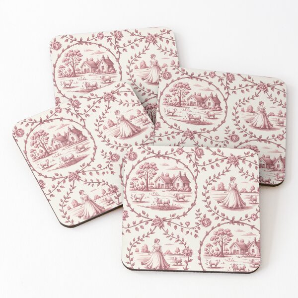 Item preview, French Pink Toile de Jouy Pattern | Romantic Cottagecore Pastoral Seamless Design designed and sold by Tamas Das.