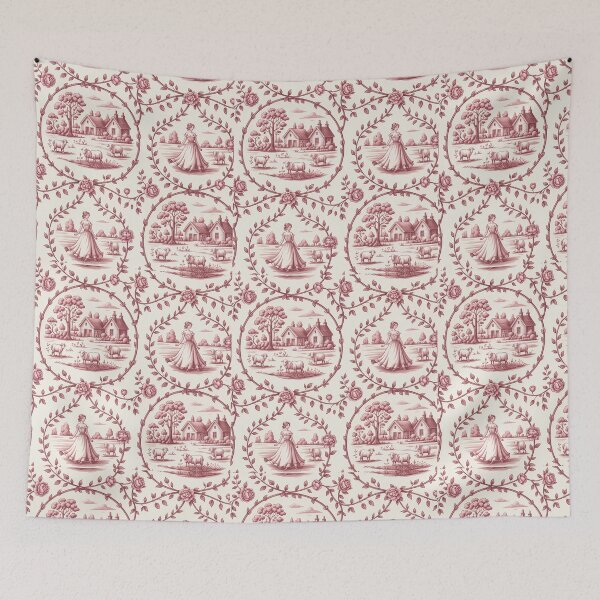 Item preview, French Pink Toile de Jouy Pattern | Romantic Cottagecore Pastoral Seamless Design designed and sold by Tamas Das.