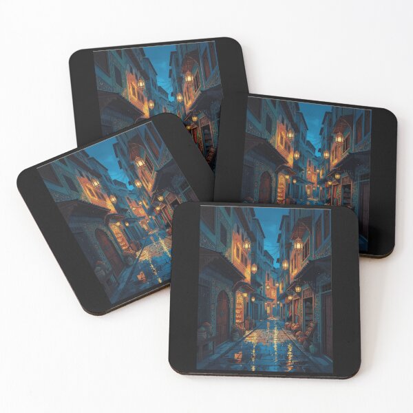Item preview, Lantern Lit Bazaar Alley Night Scene designed and sold by demureluxes.