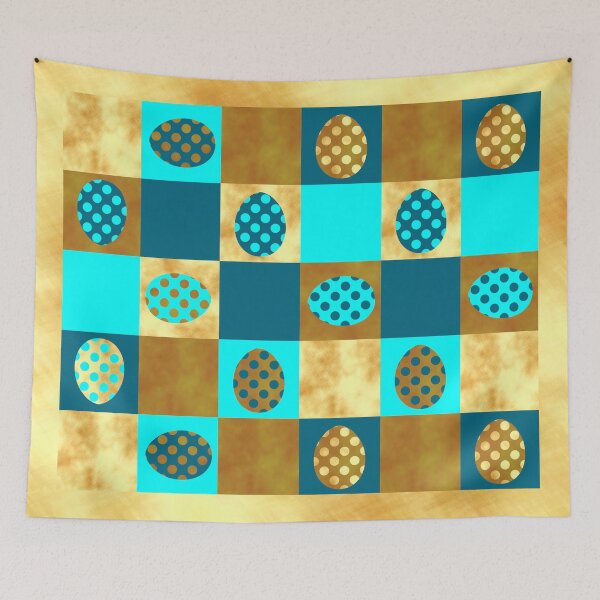 Item preview, Easter eggs patchwork gold and blue designed and sold by CreaTwinkles.