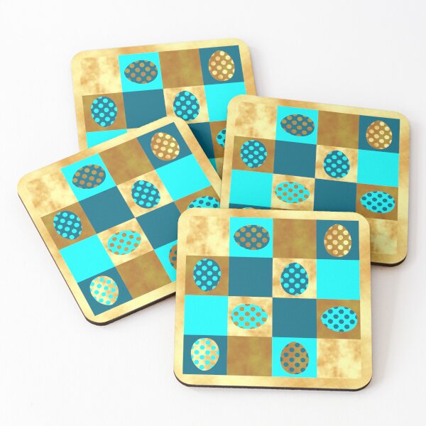 Item preview, Easter eggs patchwork gold and blue designed and sold by CreaTwinkles.