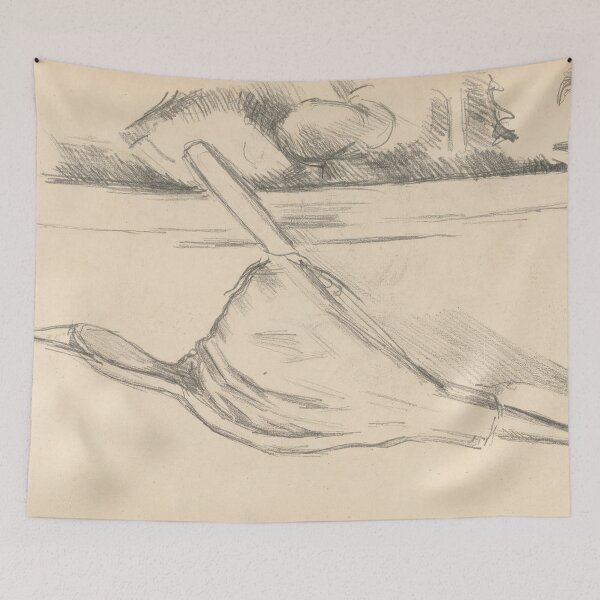 Item preview, Bellows in Front of a Fireplace by Paul Cézanne: Minimalist Line Drawing designed and sold by artofuniverse.