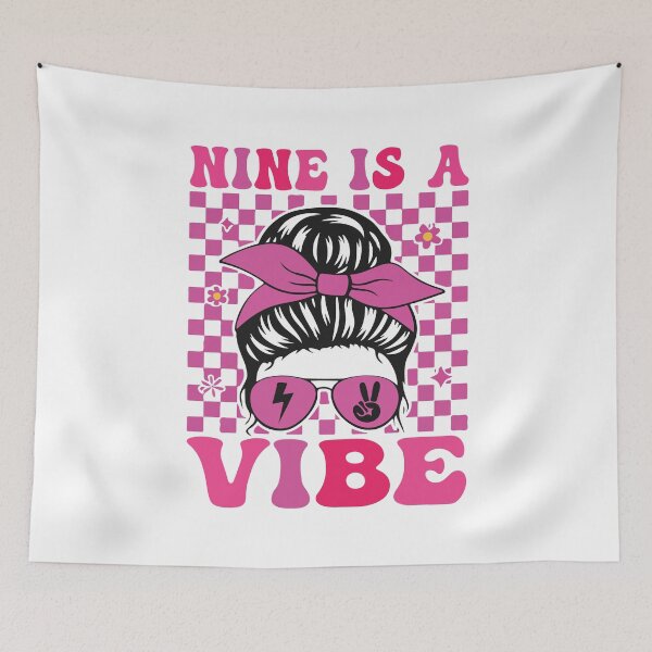 Item preview, Nine Is A Vibe 9th Birthday Girl Pink Checkered Design designed and sold by kiralynstration.