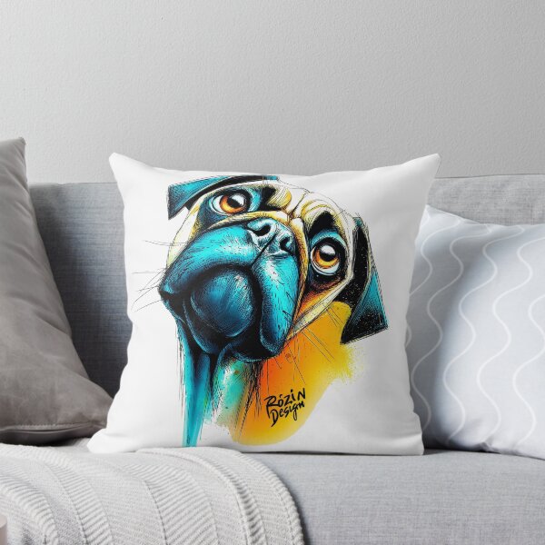 Item preview, Colorful Pug Portrait – Modern Neon Dog Art (Pug Lover Gift) designed and sold by Rozin-Design.