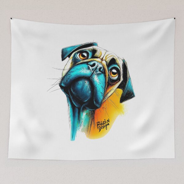 Item preview, Colorful Pug Portrait – Modern Neon Dog Art (Pug Lover Gift) designed and sold by Rozin-Design.