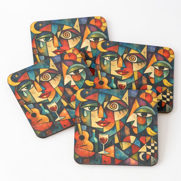 Item preview, Colorful Cubist Faces with Guitar designed and sold by UnikaArto.