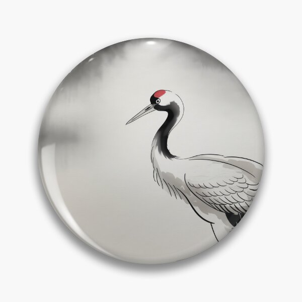 Item preview, Japanese Sumi-e Crane Wall Art | Minimalist Zen Ink Wash Painting Print designed and sold by Tamas Das.