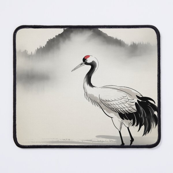 Item preview, Japanese Sumi-e Crane Wall Art | Minimalist Zen Ink Wash Painting Print designed and sold by Tamas Das.