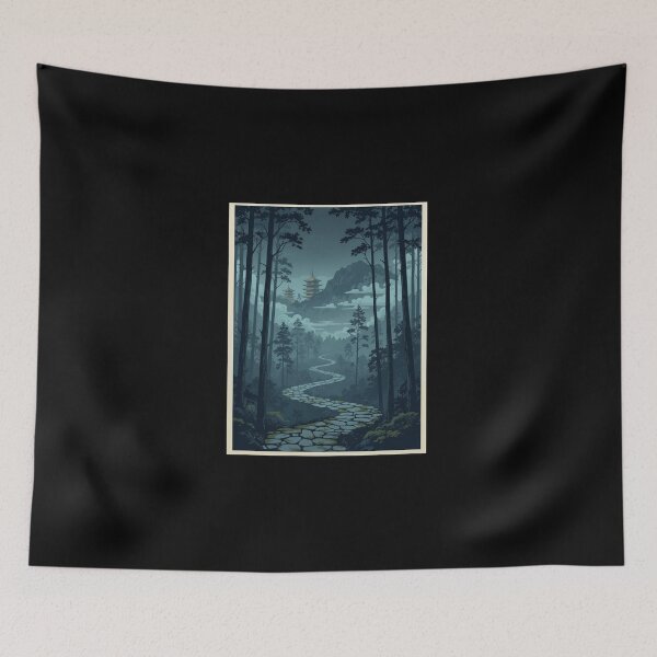 Item preview, Misty Forest Path to Distant Pagoda designed and sold by jovialroots.