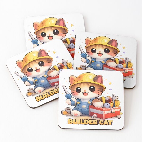 Item preview, Kawaii Cute Builder Cat designed and sold by VictorySticker.
