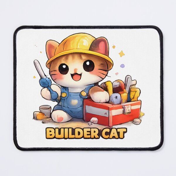 Item preview, Kawaii Cute Builder Cat designed and sold by VictorySticker.