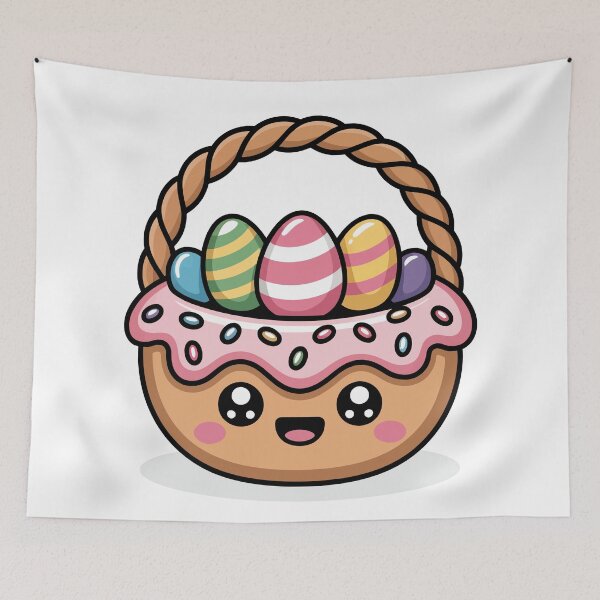 Item preview, Kawaii Easter Basket with Eggs designed and sold by jkrphoto.
