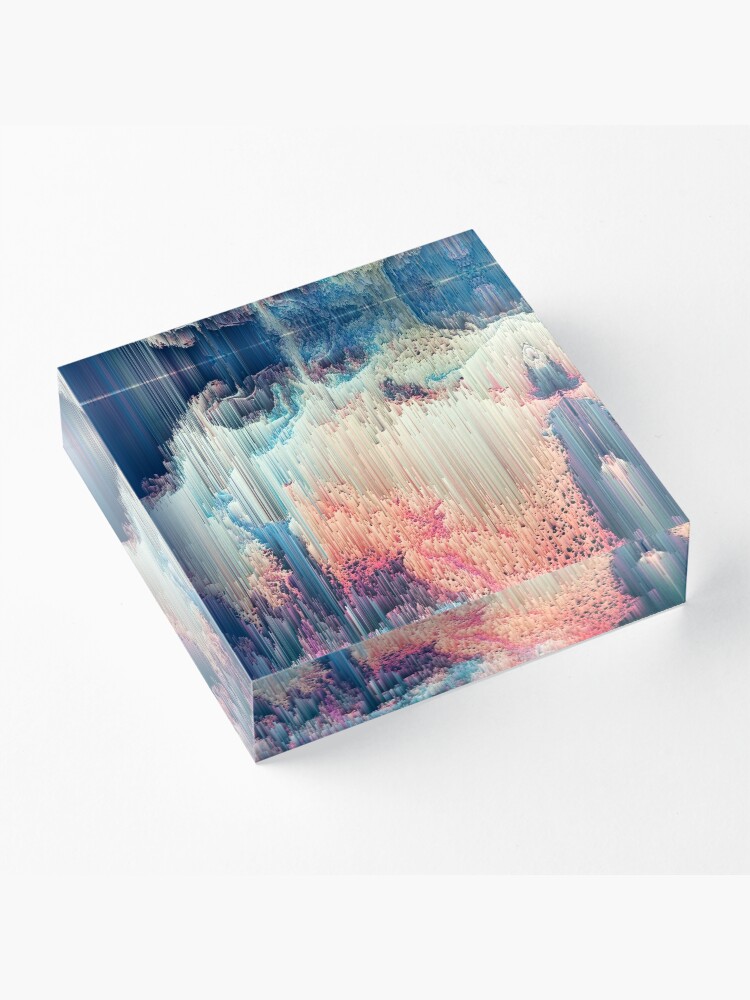 Alternate view of Fairyland - Abstract Glitchy Pixel Art Acrylic Block