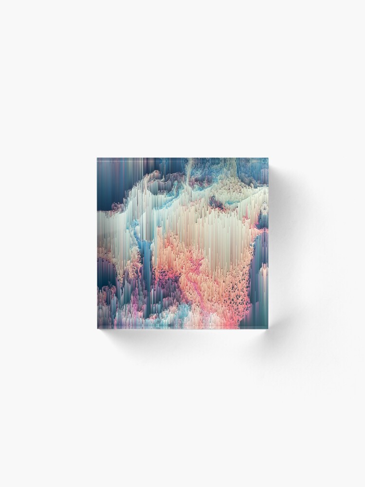 Alternate view of Fairyland - Abstract Glitchy Pixel Art Acrylic Block