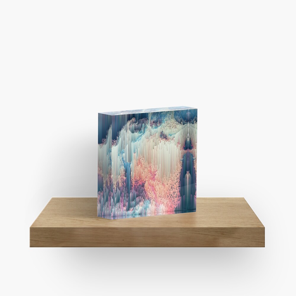 Fairyland - Abstract Glitchy Pixel Art Acrylic Block