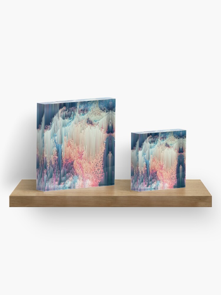 Alternate view of Fairyland - Abstract Glitchy Pixel Art Acrylic Block