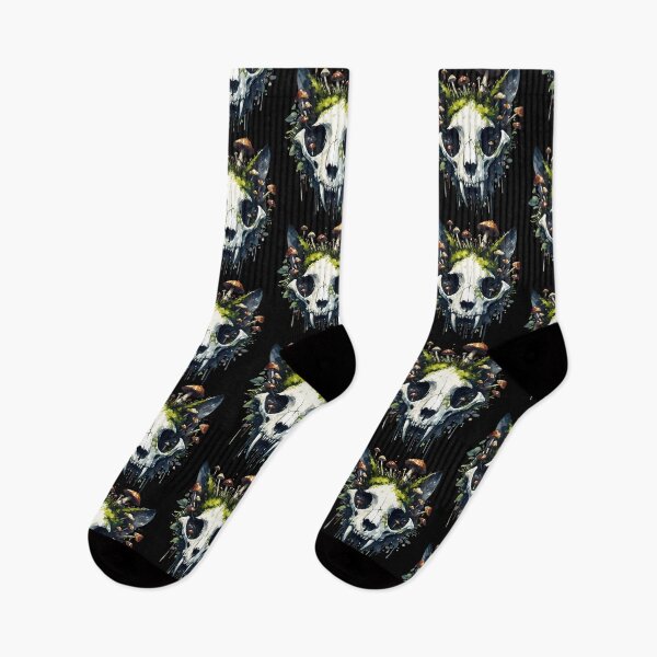 Item preview, Overgrown Cat Skull With Mushrooms designed and sold by wbshgapdji73.