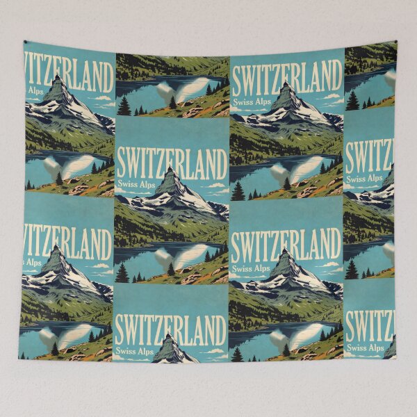 Artikelvorschau, Schweizer Alpen, Schweiz, Vintage-Reise-Wandkunst entworfen und verkauft von Atlas Poster Co..