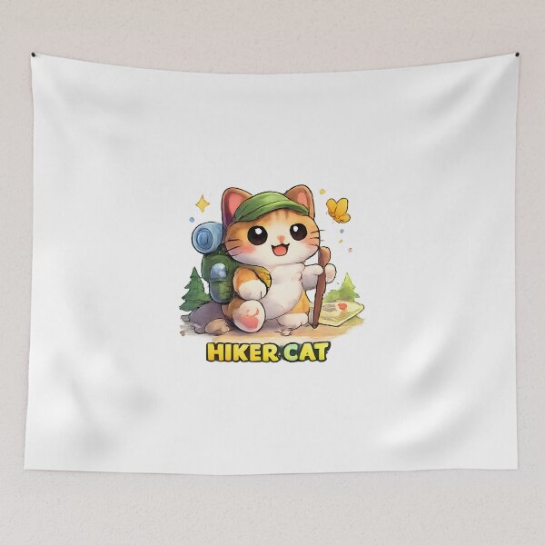 Item preview, Kawaii Cute Hiking Cat designed and sold by VictorySticker.