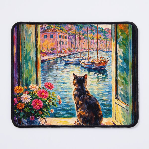 Item preview, The Open Window: Collioure with a Cat designed and sold by Ocelot-T.