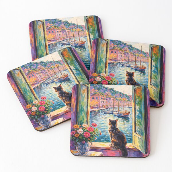 Item preview, The Open Window: Collioure with a Cat designed and sold by Ocelot-T.