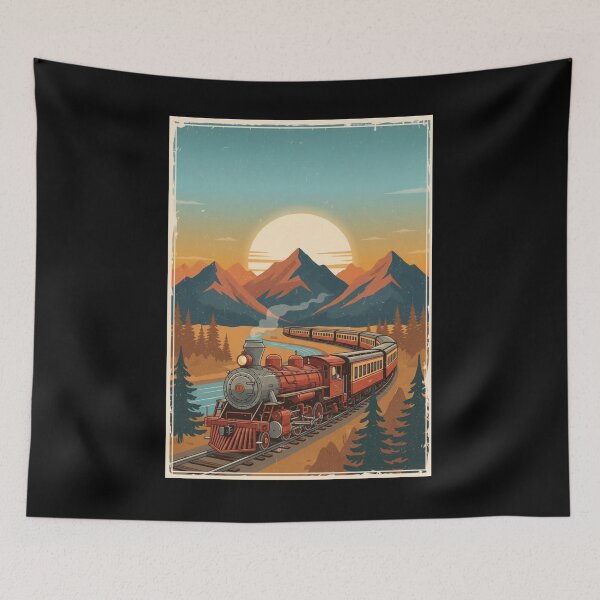 Item preview, Vintage Steam Train Mountain Sunset designed and sold by orovelahome.