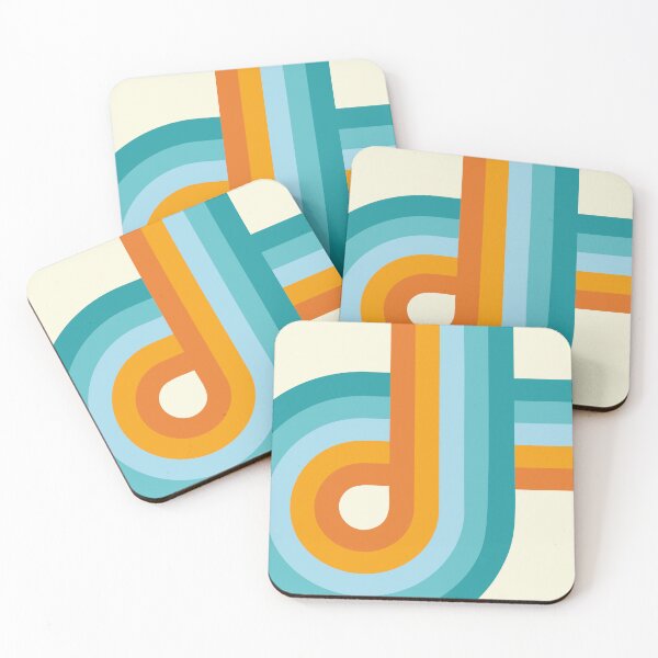 Item preview, Geometric Colorful Retro - Turquoise blue and Orange designed and sold by JMgraphic.