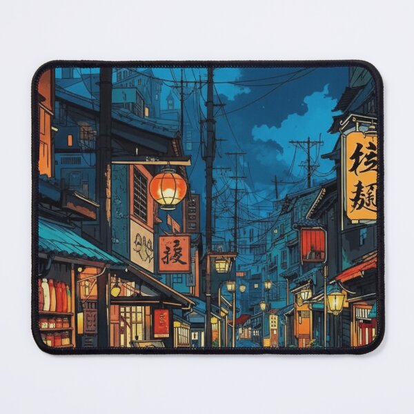 Item preview, Rainy Lantern Market Street Night designed and sold by jovialroots.
