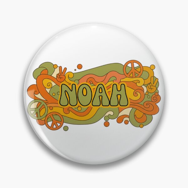 Item preview, Noah Retro Groovy 70s Peace Sign Name Art designed and sold by MBBialyPiksel.
