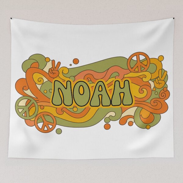 Item preview, Noah Retro Groovy 70s Peace Sign Name Art designed and sold by MBBialyPiksel.