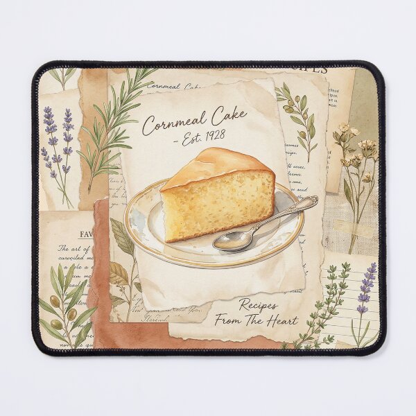 Item preview, Vintage Recipe Collage Art Print – Cottagecore Kitchen Herbs & Cornmeal Cake Illustration designed and sold by Verycutethings.