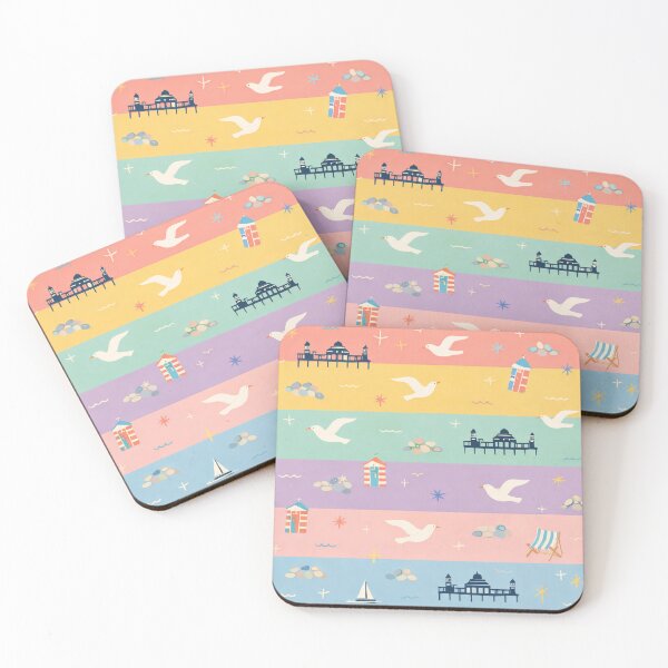 Item preview, Vintage Brighton Seaside – Retro Pastel Stripe Coastal Pattern designed and sold by chihuahuashower.