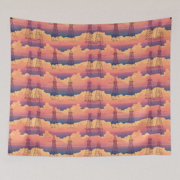 Item preview, Vintage clouds and pylons designed and sold by pinkal.
