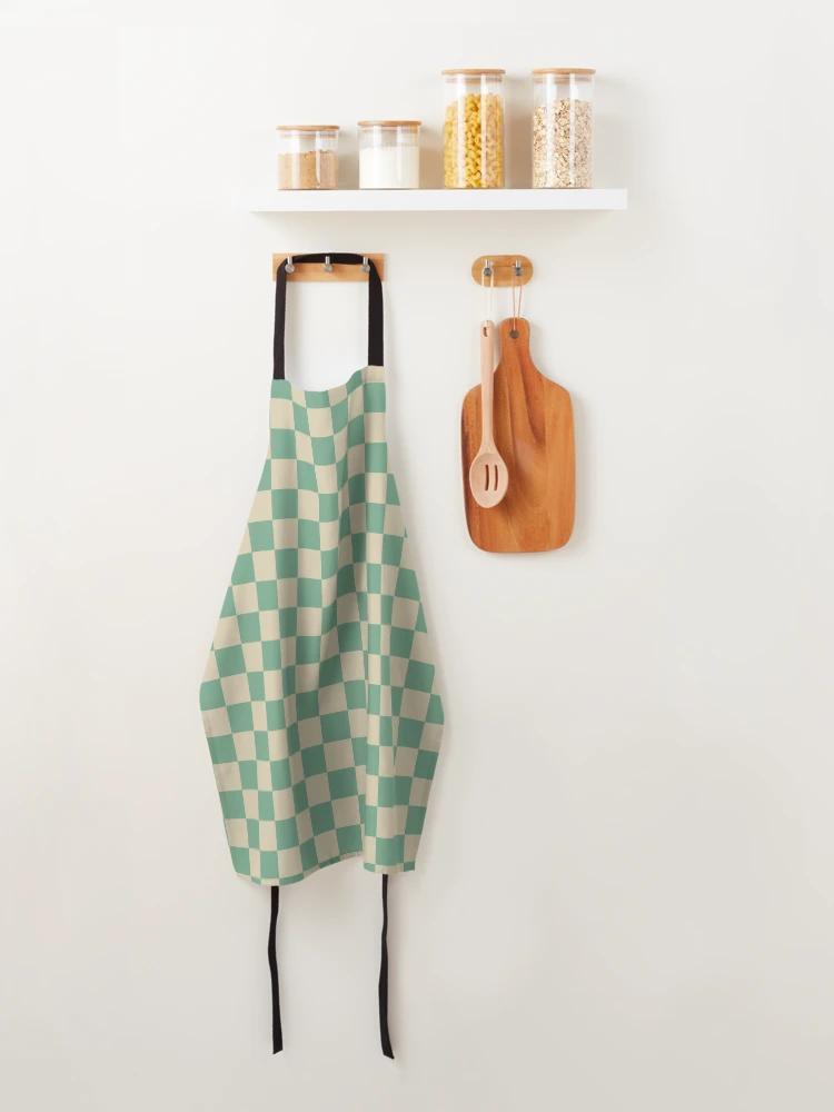 Thumbnail 4 of 6, Apron, Retro Green checkered pattern designed and sold by PatternDesign01.