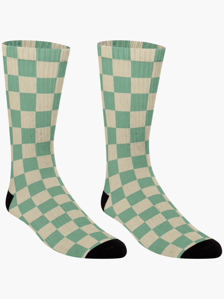 Thumbnail 3 of 5, Socks, Retro Green checkered pattern designed and sold by PatternDesign01.