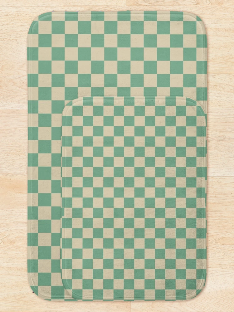 Thumbnail 5 of 6, Bath Mat, Retro Green checkered pattern designed and sold by PatternDesign01.